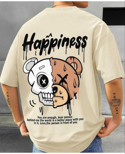 “Happiness Graphic Oversized Red T-Shirt”