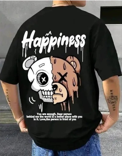 “Happiness Graphic Oversized Red T-Shirt”