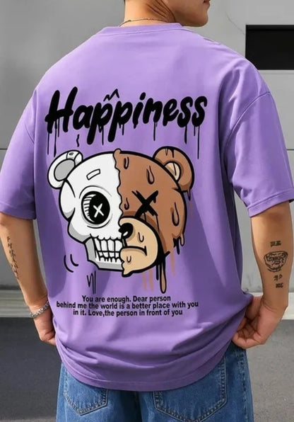 “Happiness Graphic Oversized Red T-Shirt”